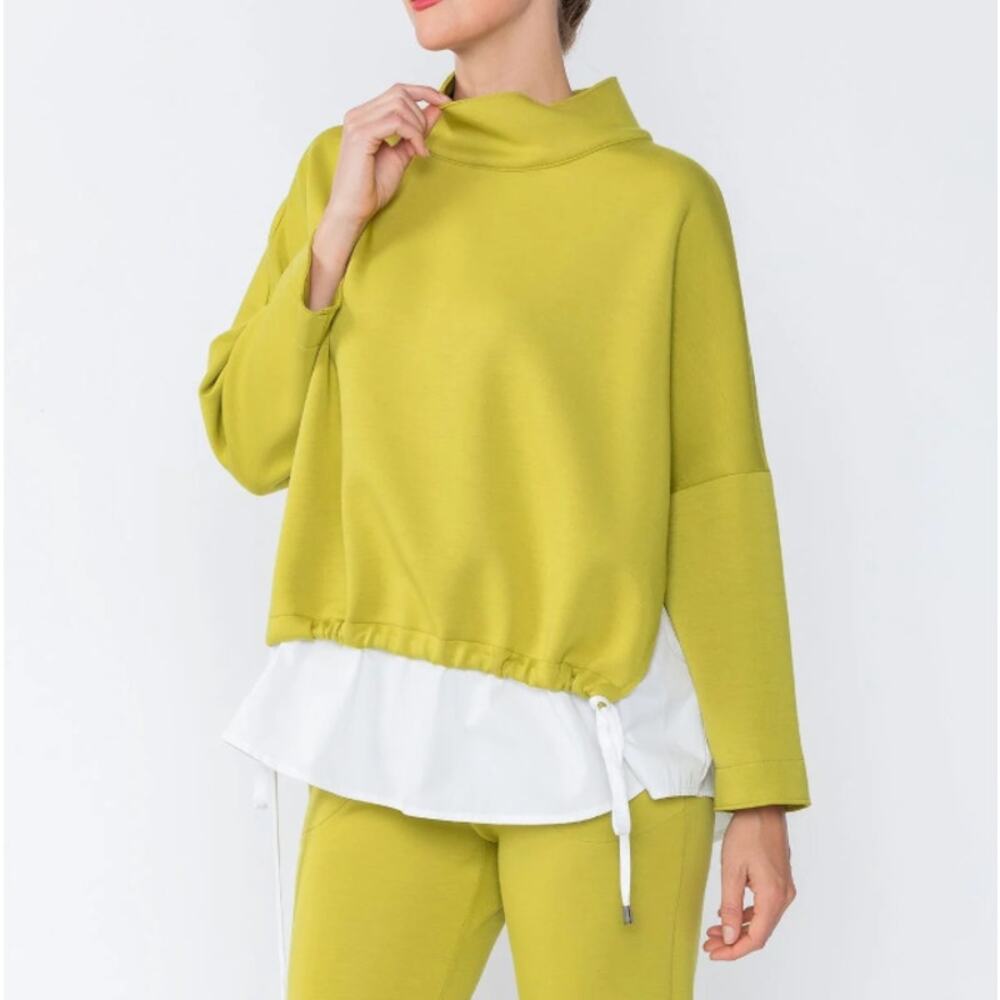 IC Collection Connie K Lime High Stand Collar & Shirts Tail Layer Top Size XL